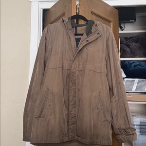 Tommy Hilfiger Men's Taupe Hooded Raincoat